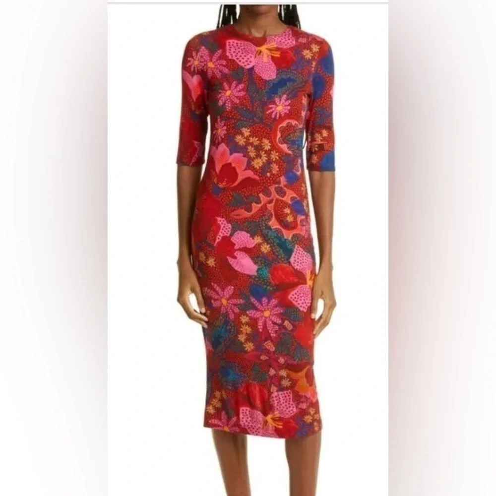Anthropologie Farm Rio Snake Garden Red Jersey Dress Size S - Picture 2 of 9